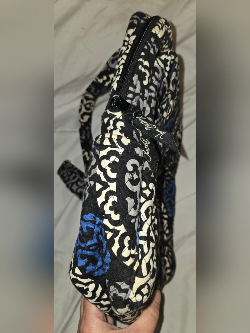 Vera Bradley Blue and Black Patterned Quilted Backpack - Picture 5 of 8